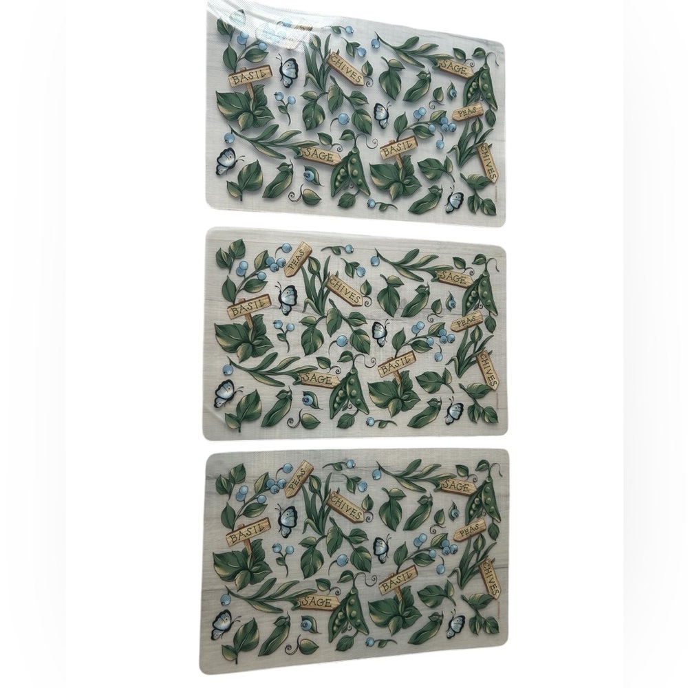 3-PK Placemats FRANCO Herb Garden Leaf Pattern Plastic Placemats - Picture 3 of 3
